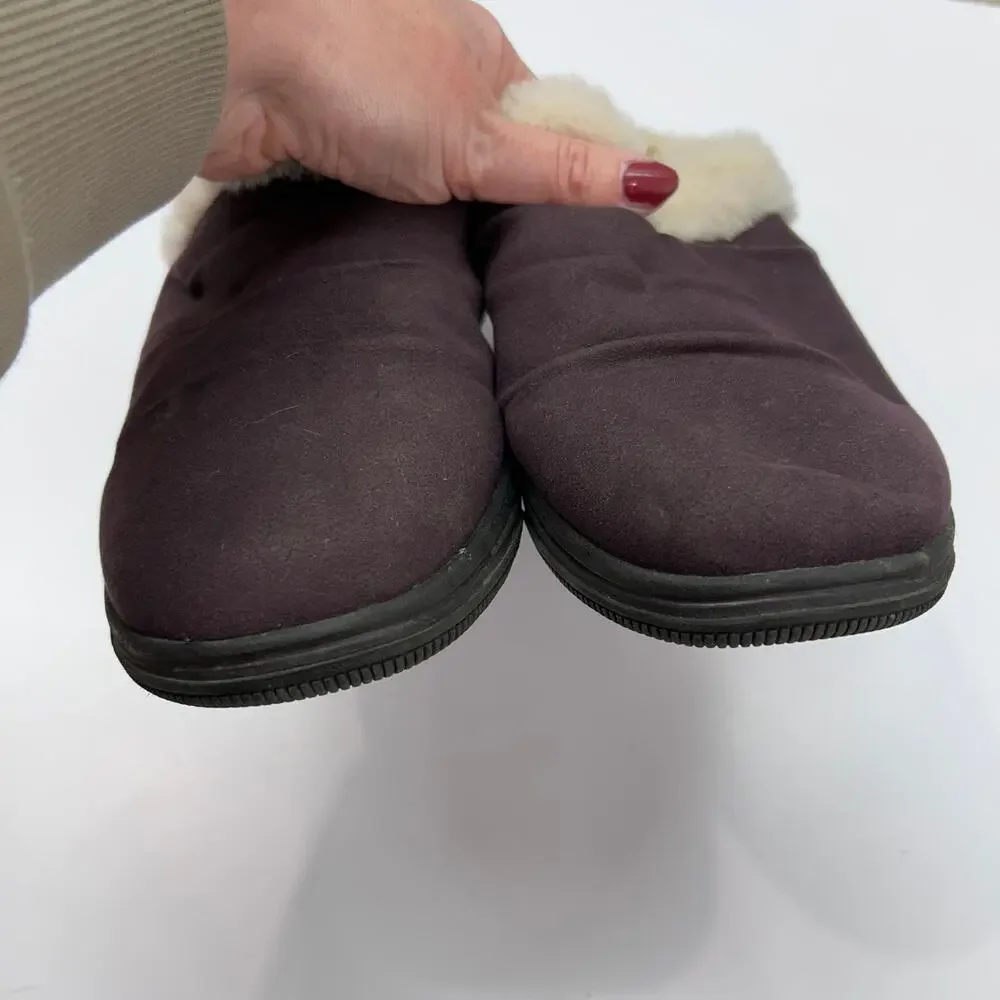 Clarks Faux Fur Clog Slipper 11 Purple Slip On Cozy - Picture 3 of 8